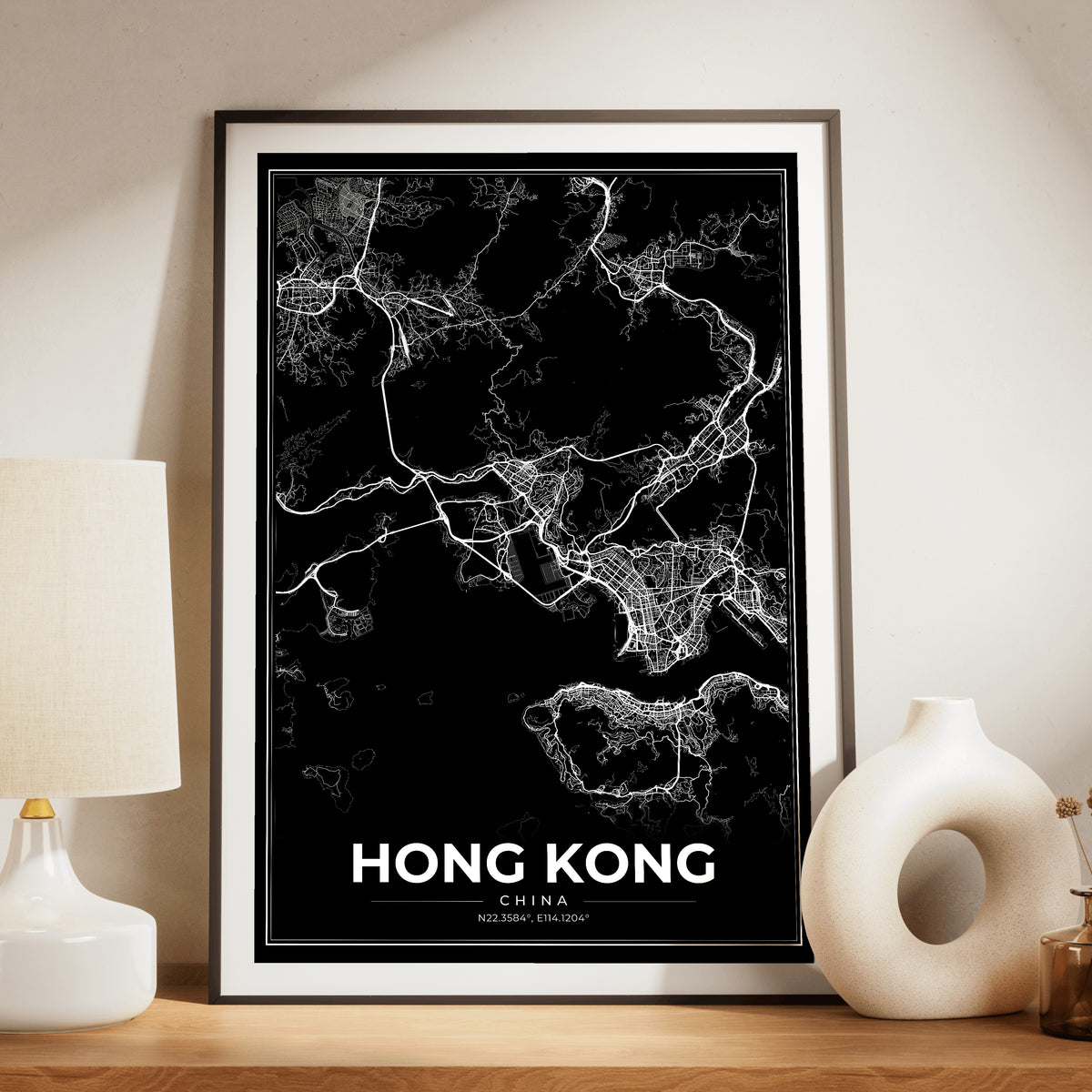 Hong Kong Modern Map Poster