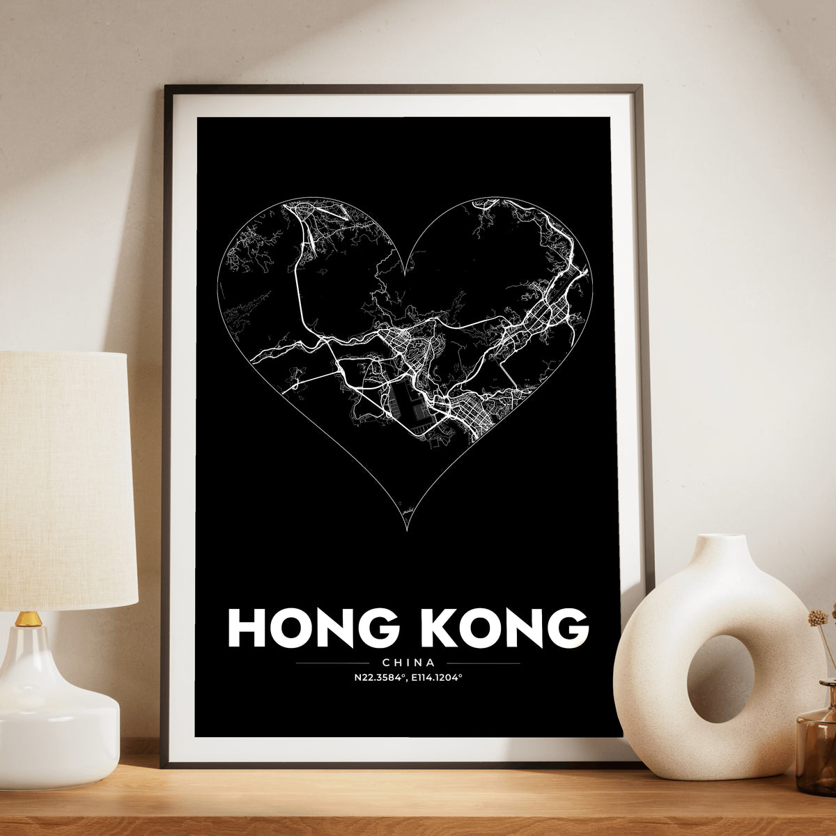 Hong Kong Heart Map Poster