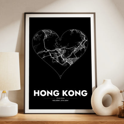 Hong Kong Heart Map Poster