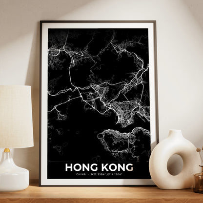 Hong Kong Elegant Map Poster