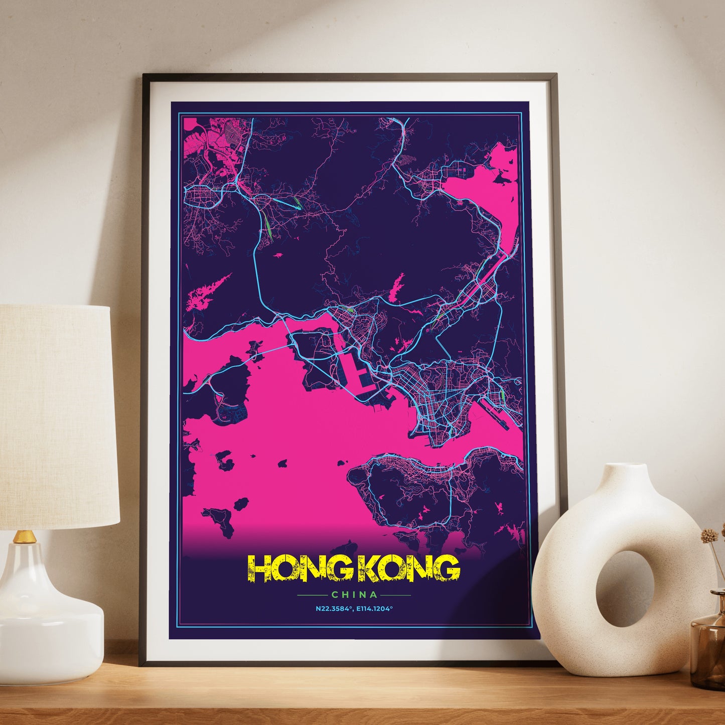 Hong Kong Cyberpunk Map Poster