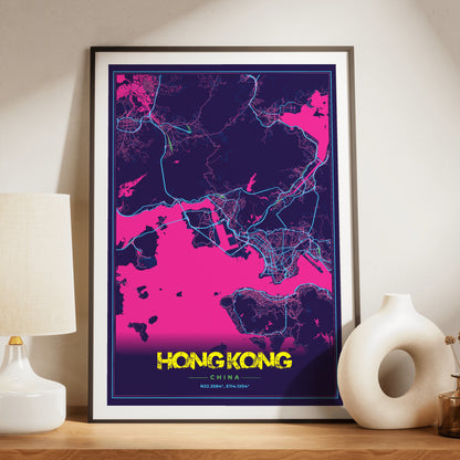 Hong Kong Cyberpunk Map Poster