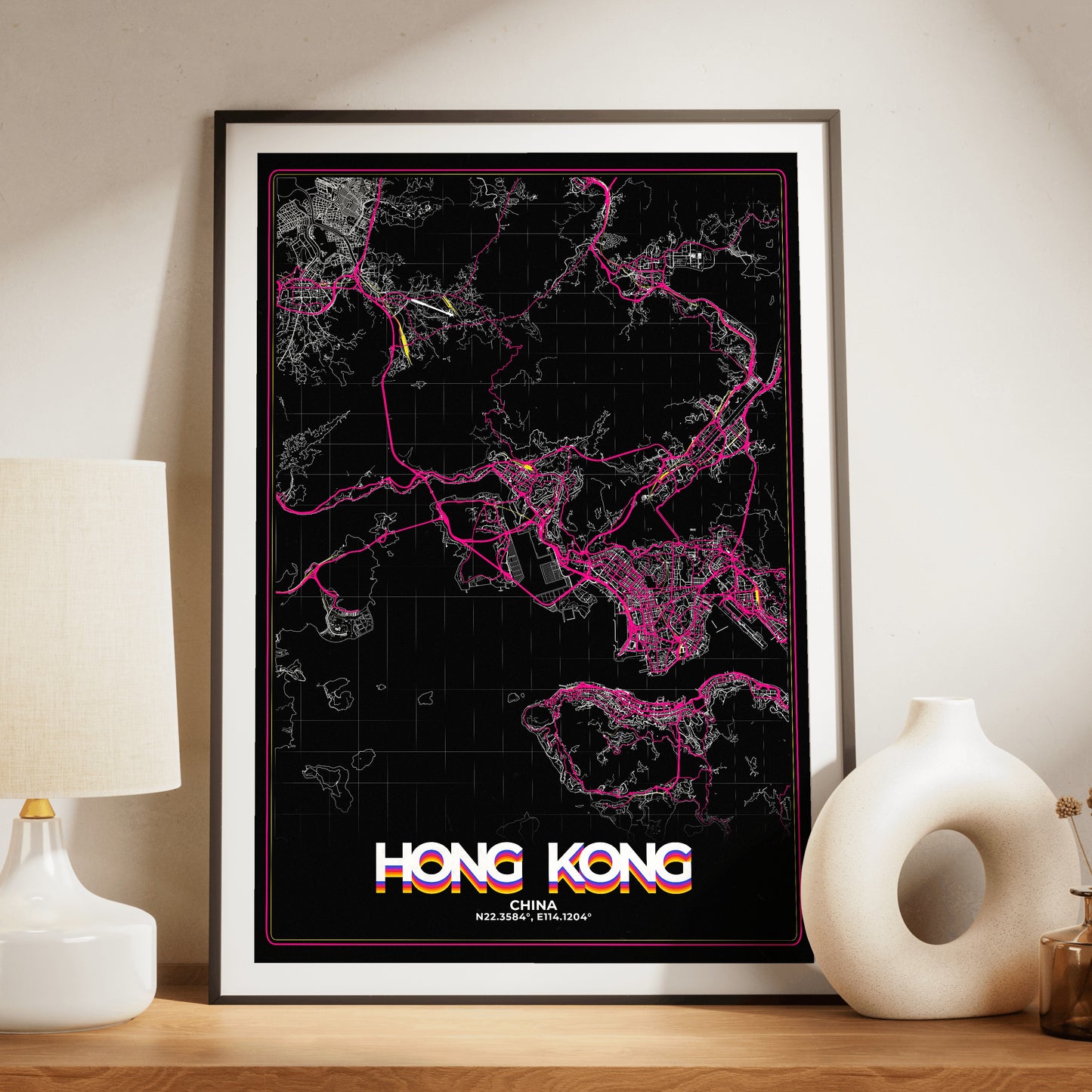 Hong Kong Retro Map Poster