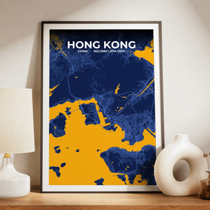 Hong Kong Ink Map Poster