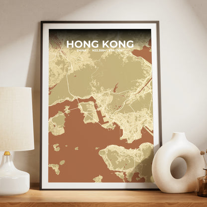 Hong Kong Ember Map Poster
