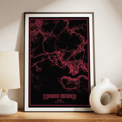 Hong Kong Phosphor Map Poster - System Alert