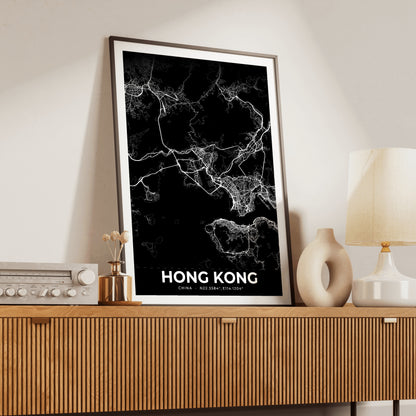 Hong Kong Elegant Map Poster
