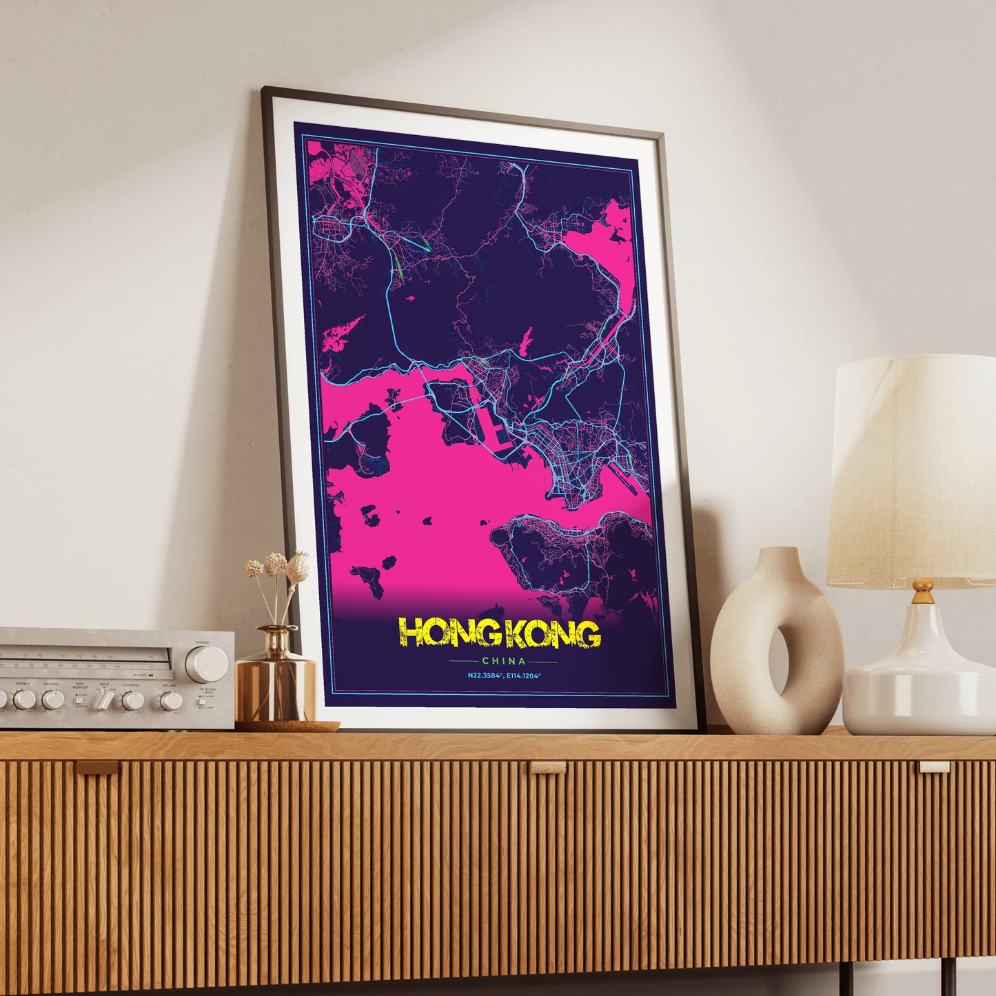 Hong Kong Cyberpunk Map Poster