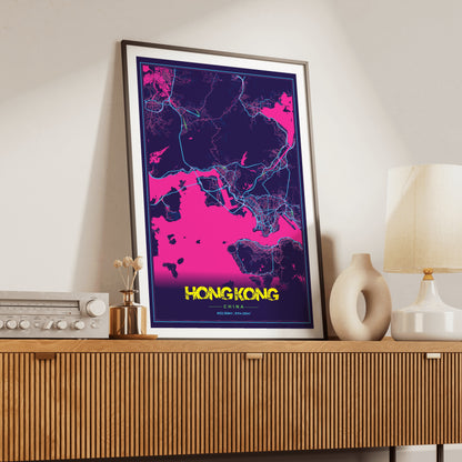 Hong Kong Cyberpunk Map Poster