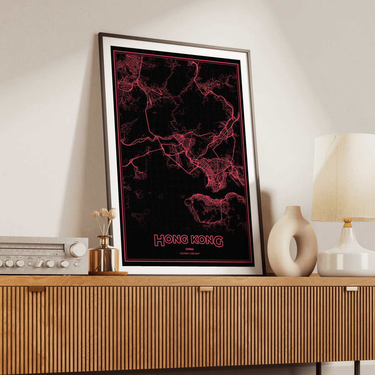 Hong Kong Phosphor Map Poster - System Alert