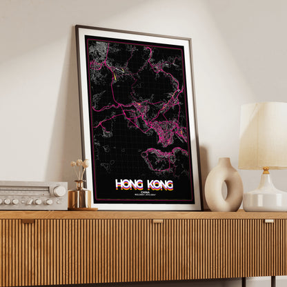 Hong Kong Retro Map Poster