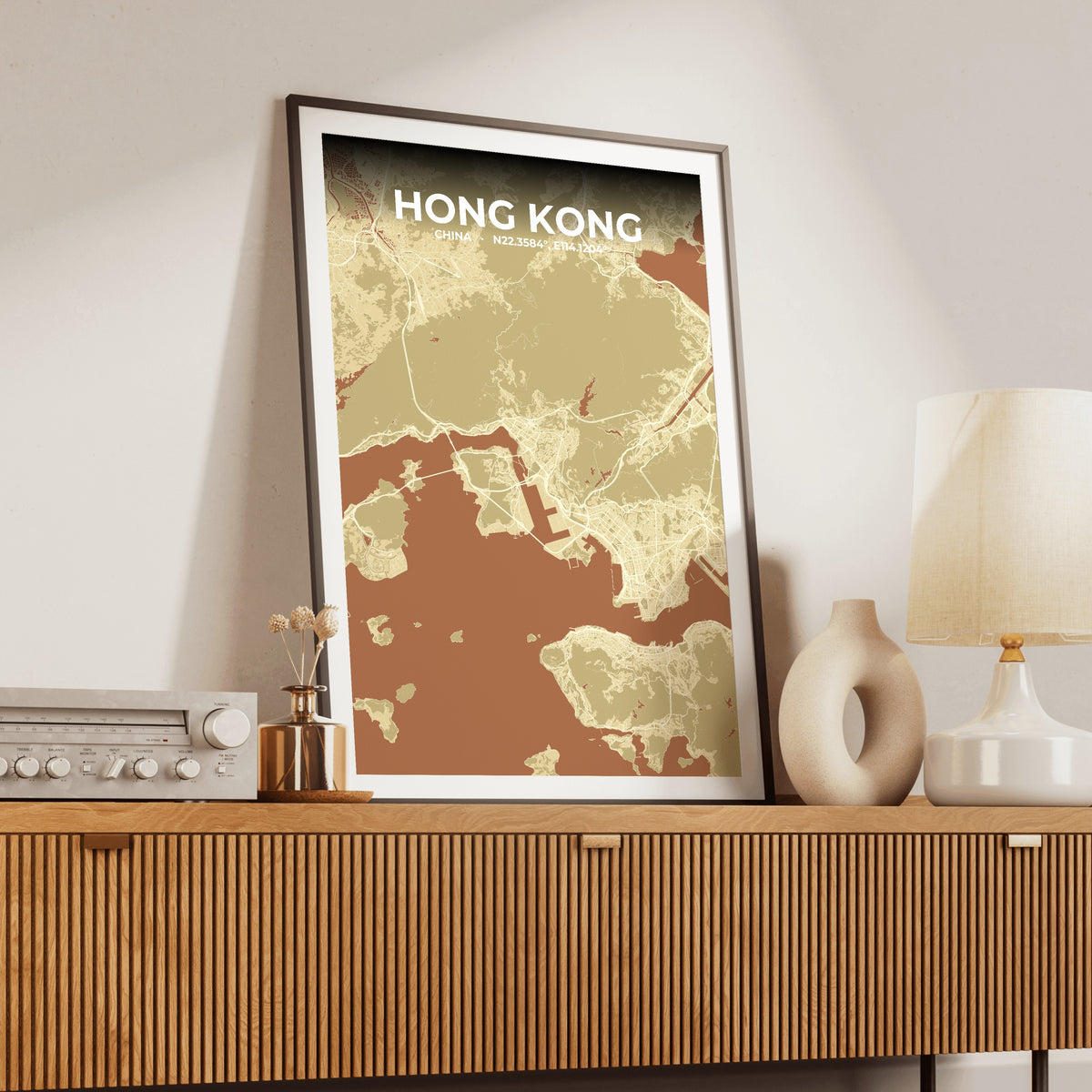 Hong Kong Ember Map Poster