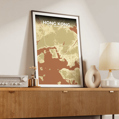Hong Kong Ember Map Poster
