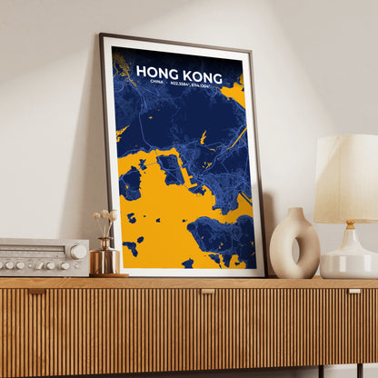 Hong Kong Ink Map Poster