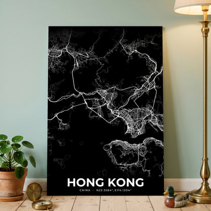 Hong Kong Elegant Map Poster