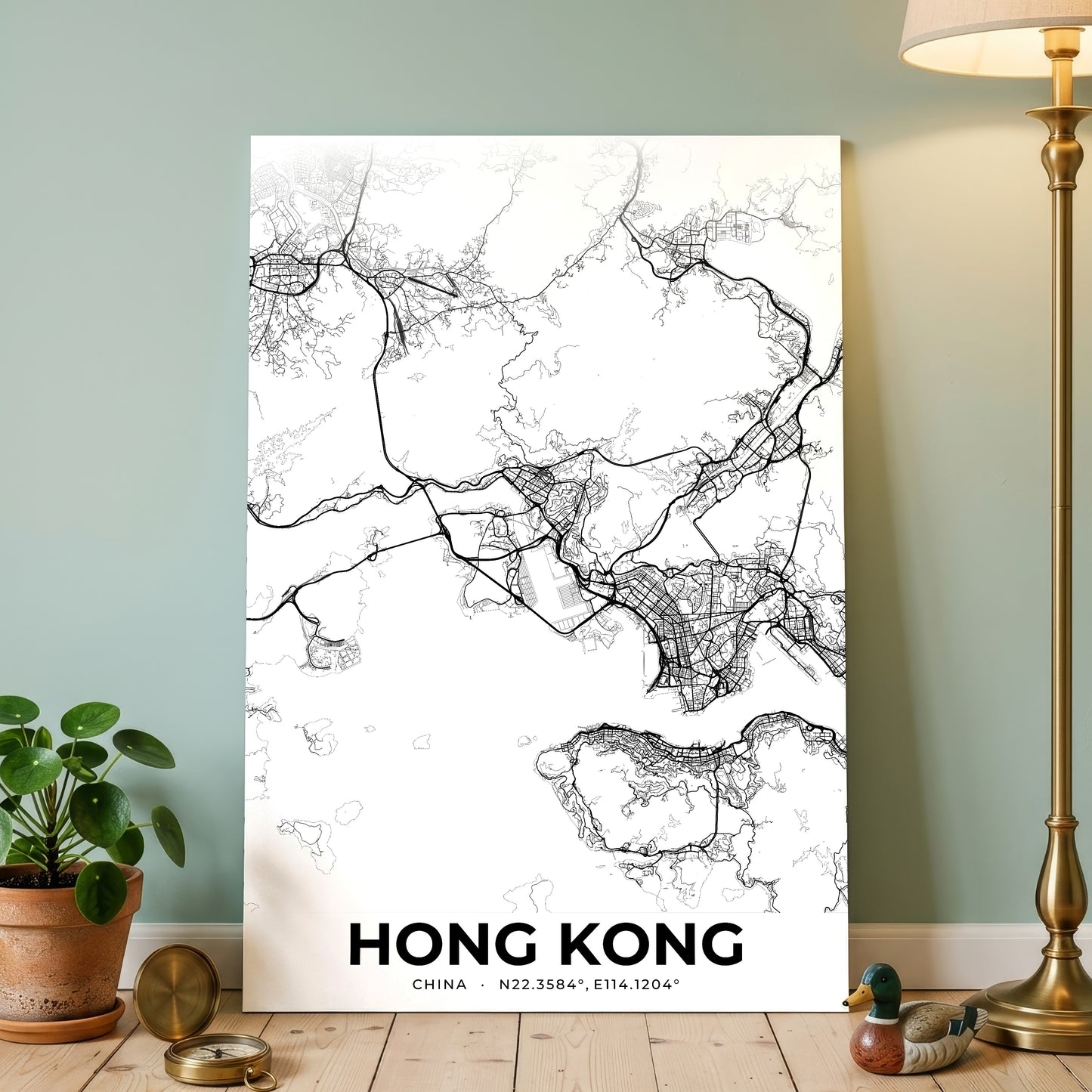 Hong Kong Elegant Map Poster