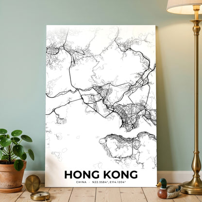 Hong Kong Elegant Map Poster