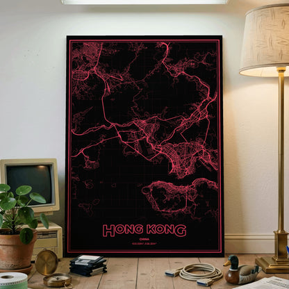 Hong Kong Phosphor Map Poster - System Alert