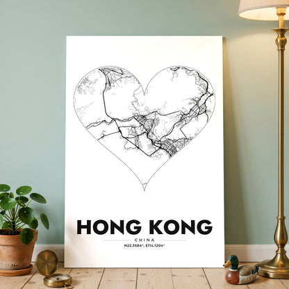 Hong Kong Heart Map Poster