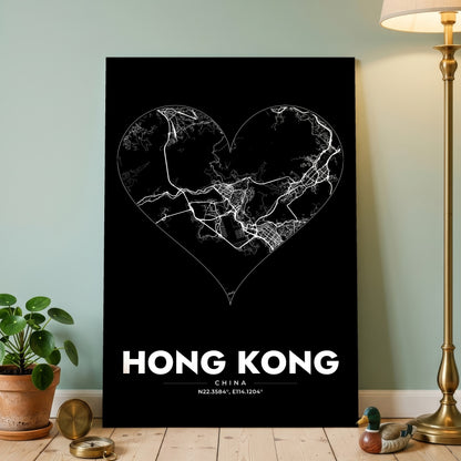 Hong Kong Heart Map Poster