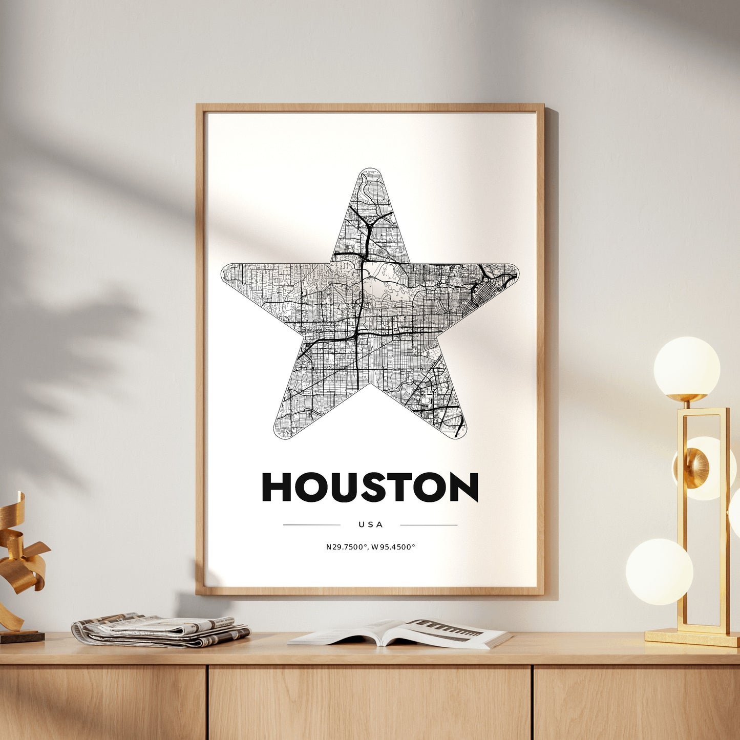 Houston Star Map Poster