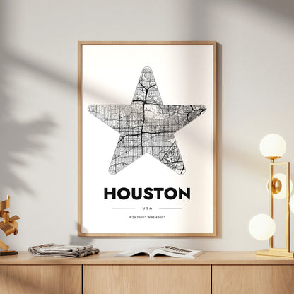 Houston Star Map Poster