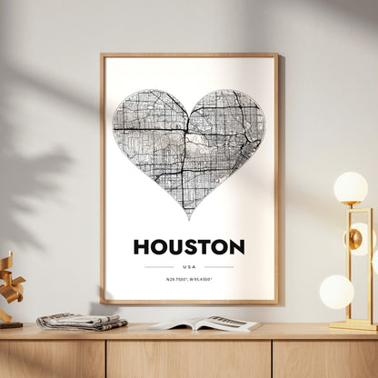 Houston Heart Map Poster