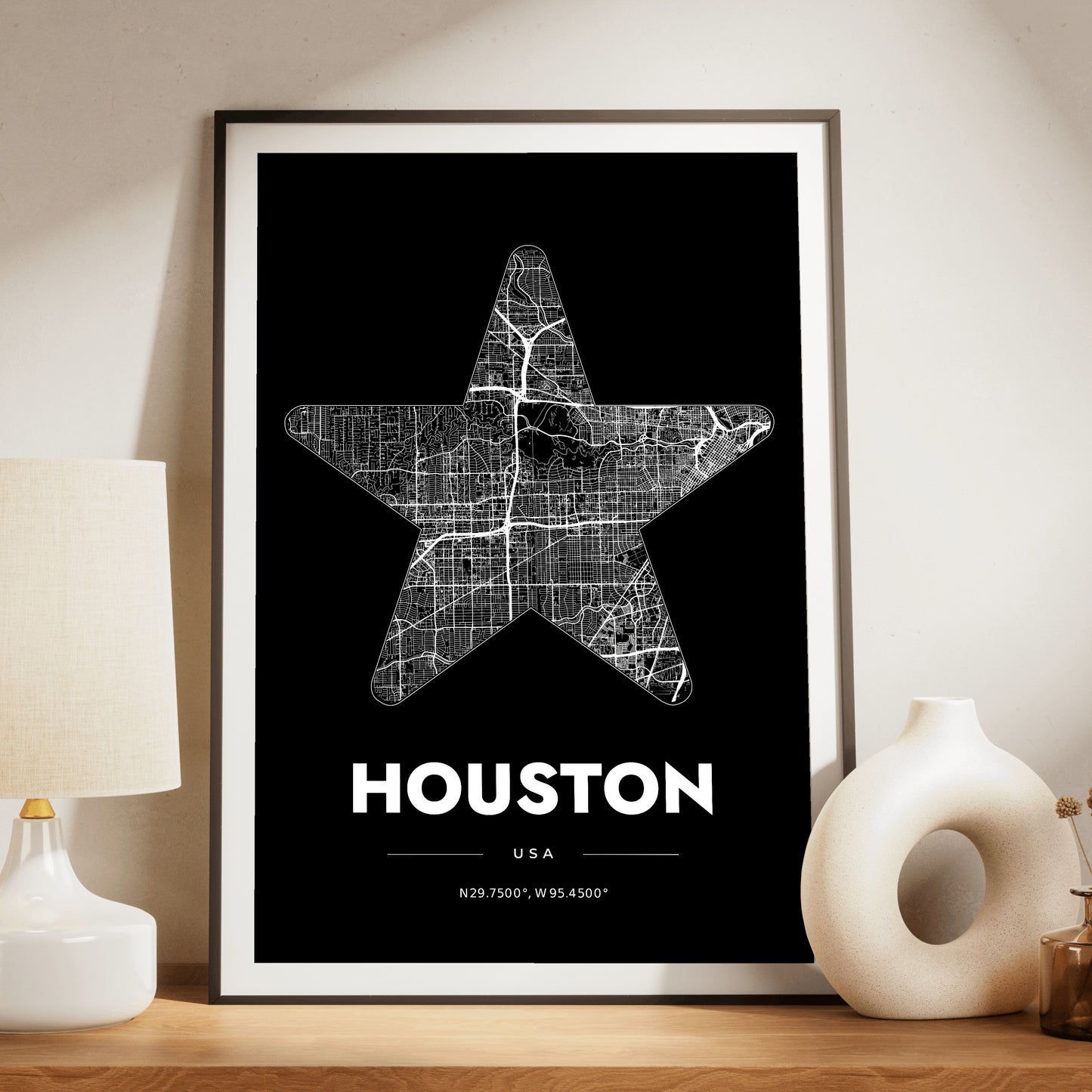 Houston Star Map Poster