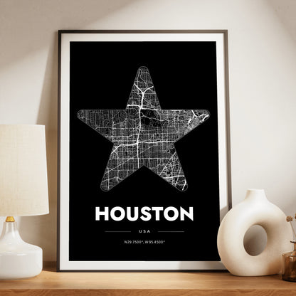 Houston Star Map Poster