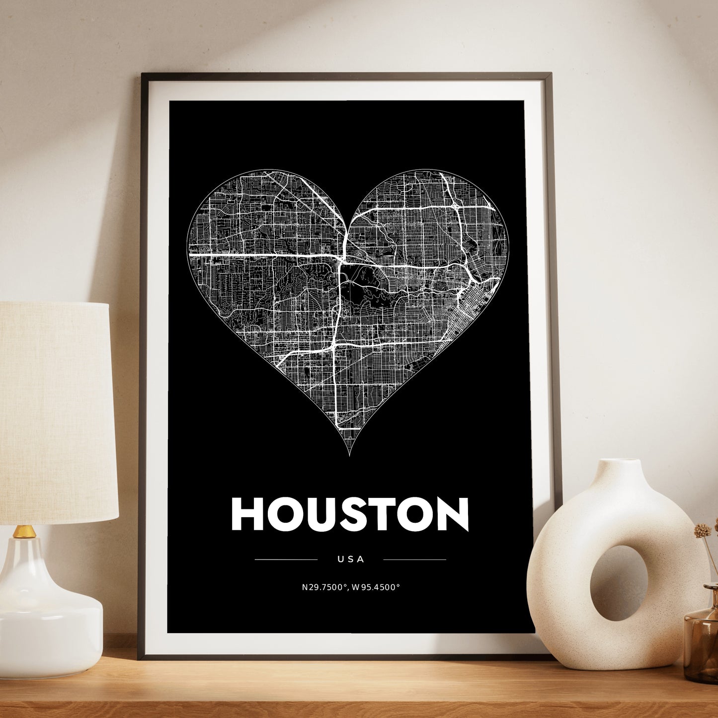 Houston Heart Map Poster