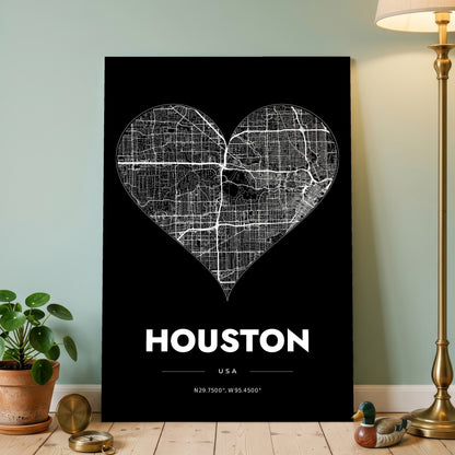 Houston Heart Map Poster