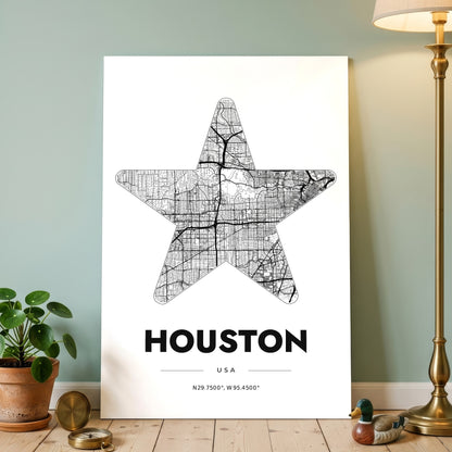 Houston Star Map Poster