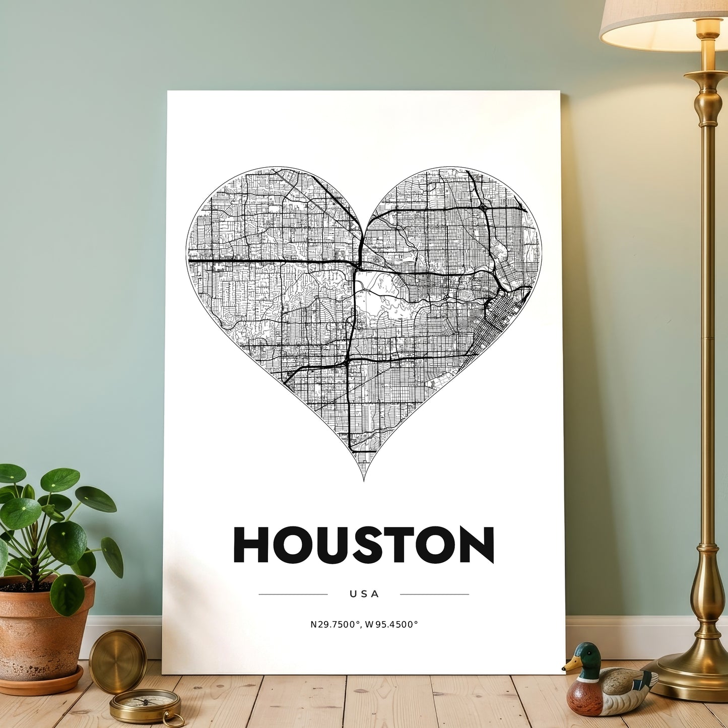 Houston Heart Map Poster
