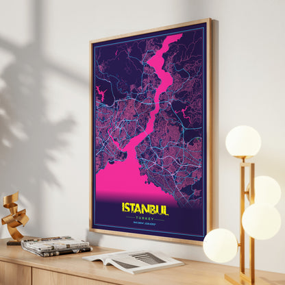 Istanbul Cyberpunk Map Poster