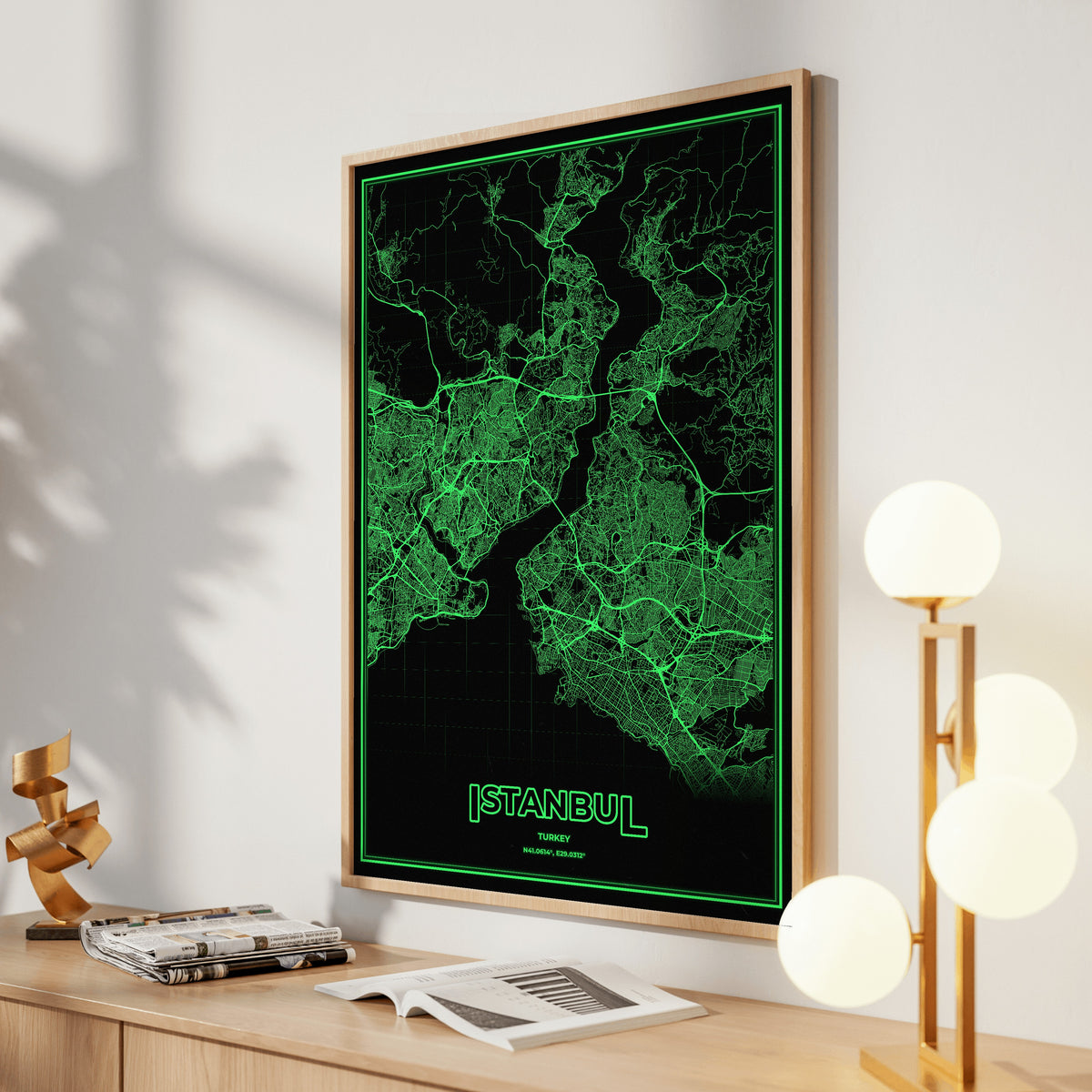 Istanbul Phosphor Map Poster - Phosphor Green