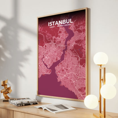 Istanbul Scarlet Map Poster