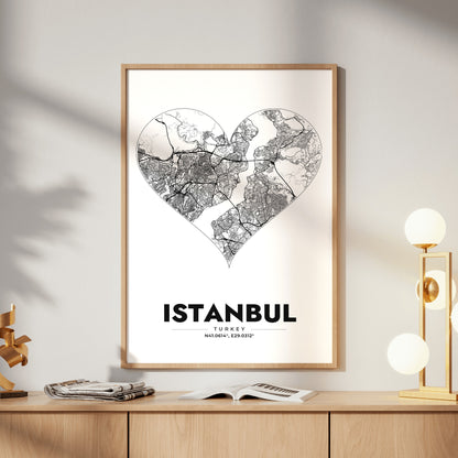 Istanbul Heart Map Poster