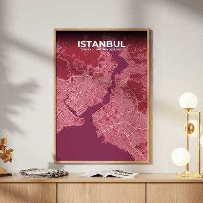 Istanbul Scarlet Map Poster