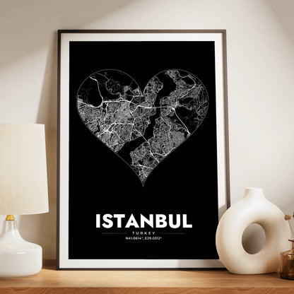 Istanbul Heart Map Poster