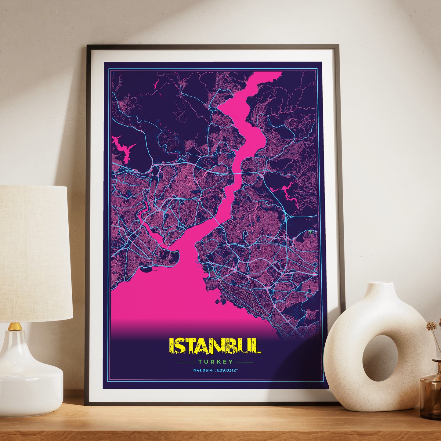 Istanbul Cyberpunk Map Poster