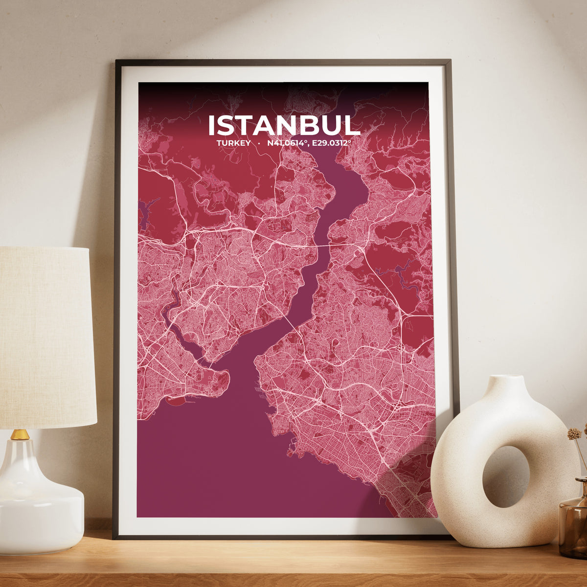 Istanbul Scarlet Map Poster