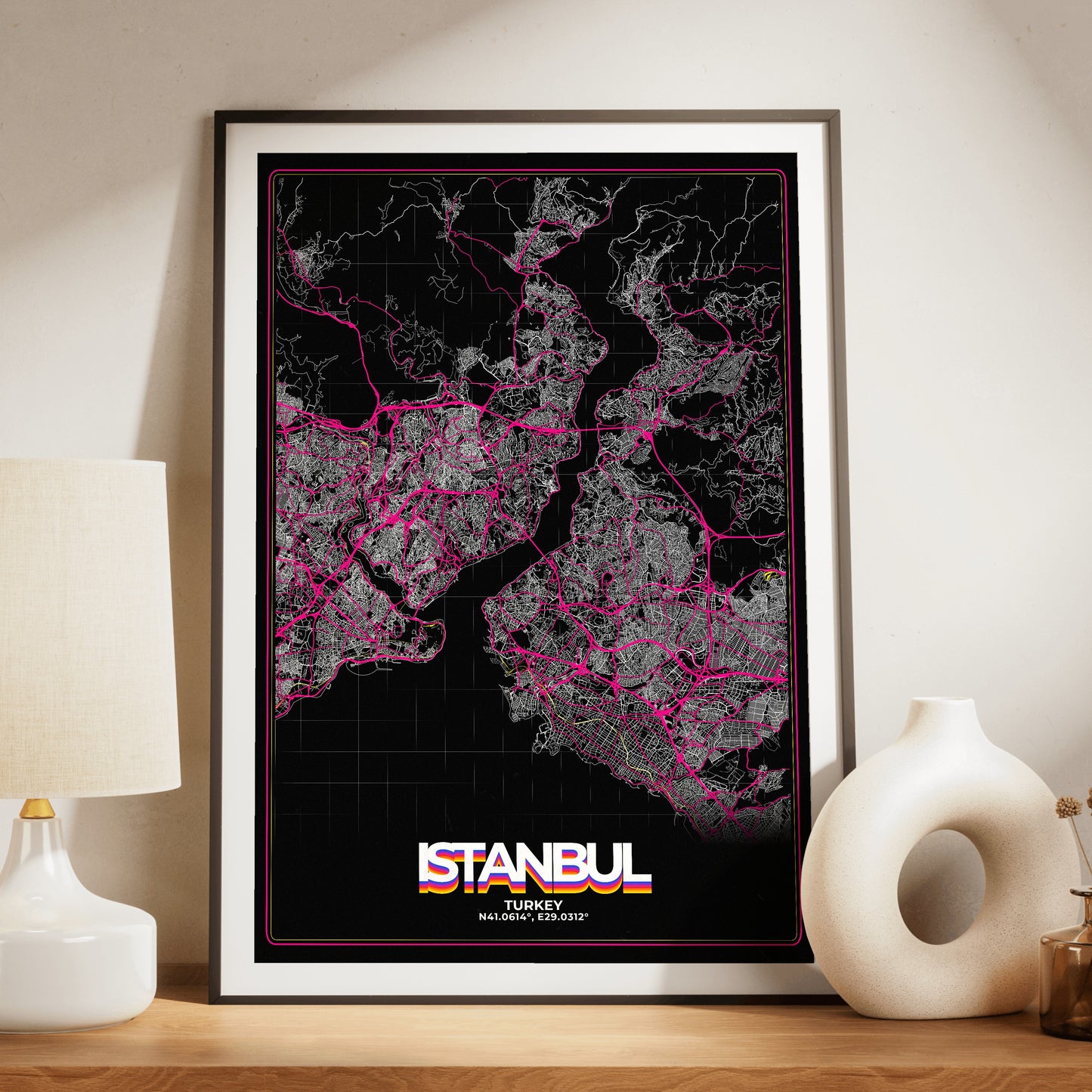 Istanbul Retro Map Poster