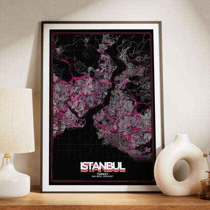 Istanbul Retro Map Poster