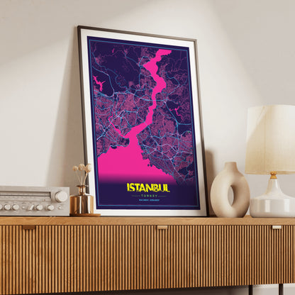 Istanbul Cyberpunk Map Poster
