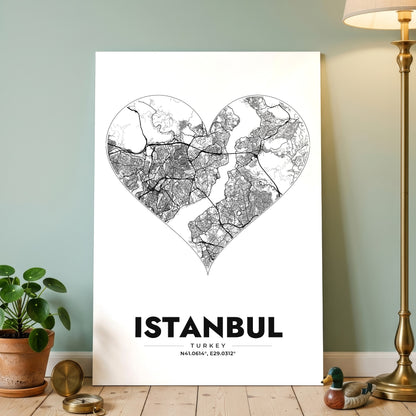 Istanbul Heart Map Poster