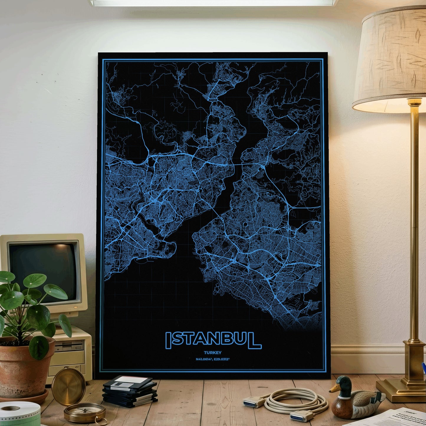 Istanbul Phosphor Map Poster - IBM Blue