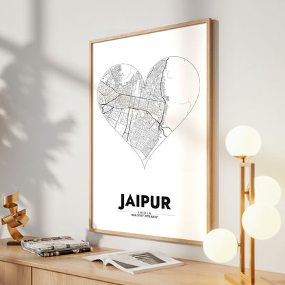 Jaipur Heart Map Poster