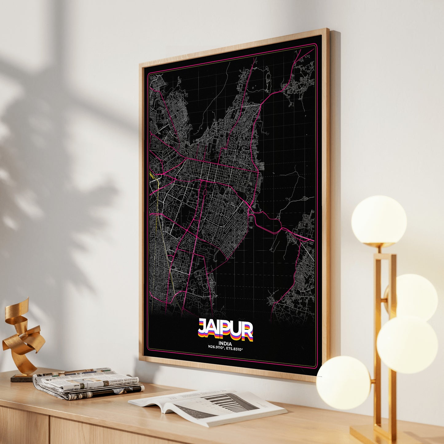 Jaipur Retro Map Poster