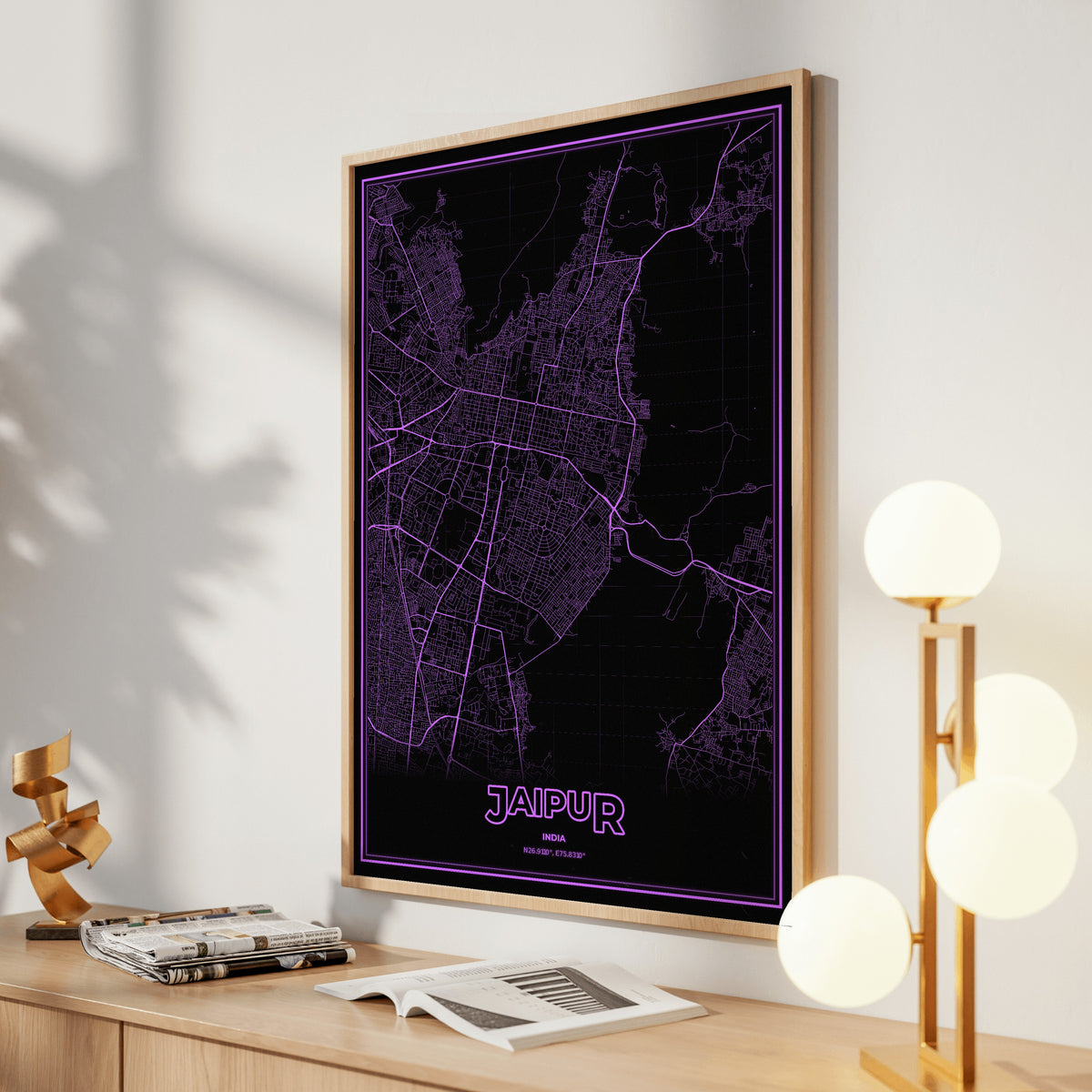 Jaipur Phosphor Map Poster - EGA Violet