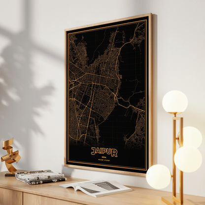 Jaipur Phosphor Map Poster - Amber CRT
